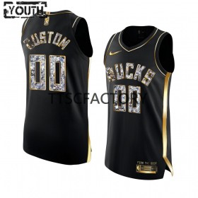 Maillot Basket Enfant Milwaukee Bucks Personnalisé Nike 2022 Golden Diamond Edition Noir Swingman